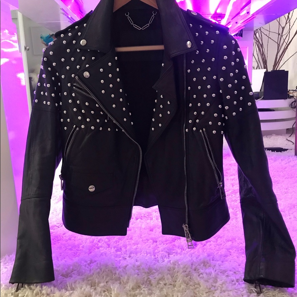 Elegantly studded moto jacket of highest quality